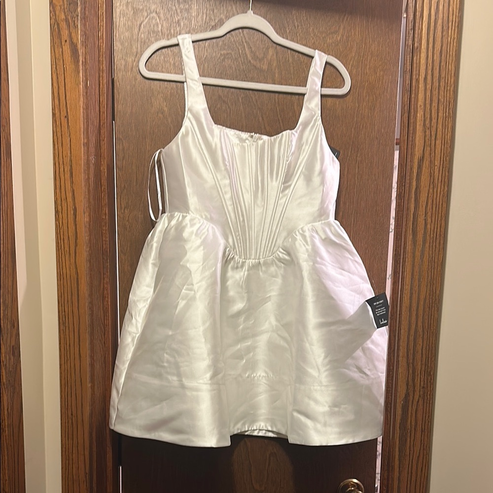 Elegant White Satin Dress